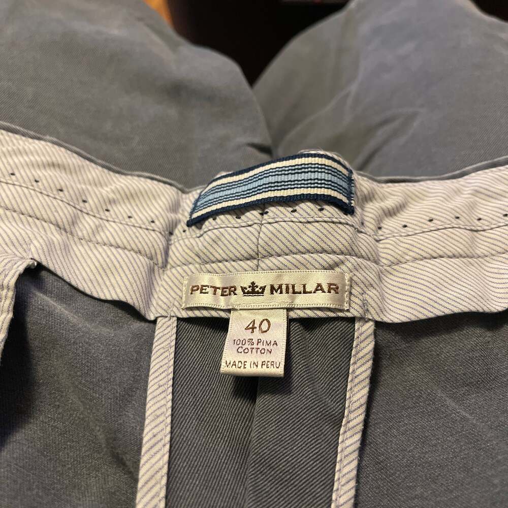 Peter Millar Men's Flat Front Chino‎ Shorts Blue Pima Cotton - Picture 3 of 3